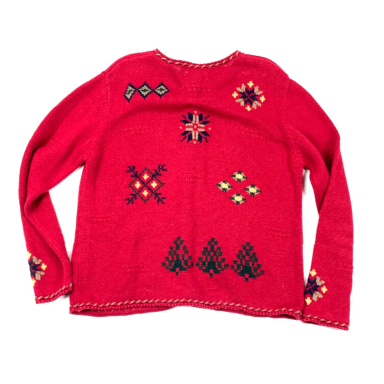 Vintage VINTAGE Christopher & Banks Cardigan Women Medium Red Southwestern Reindeer Tribal Knit 90s Size M / US 6-8 / IT 42-44 - 2 Thumbnail