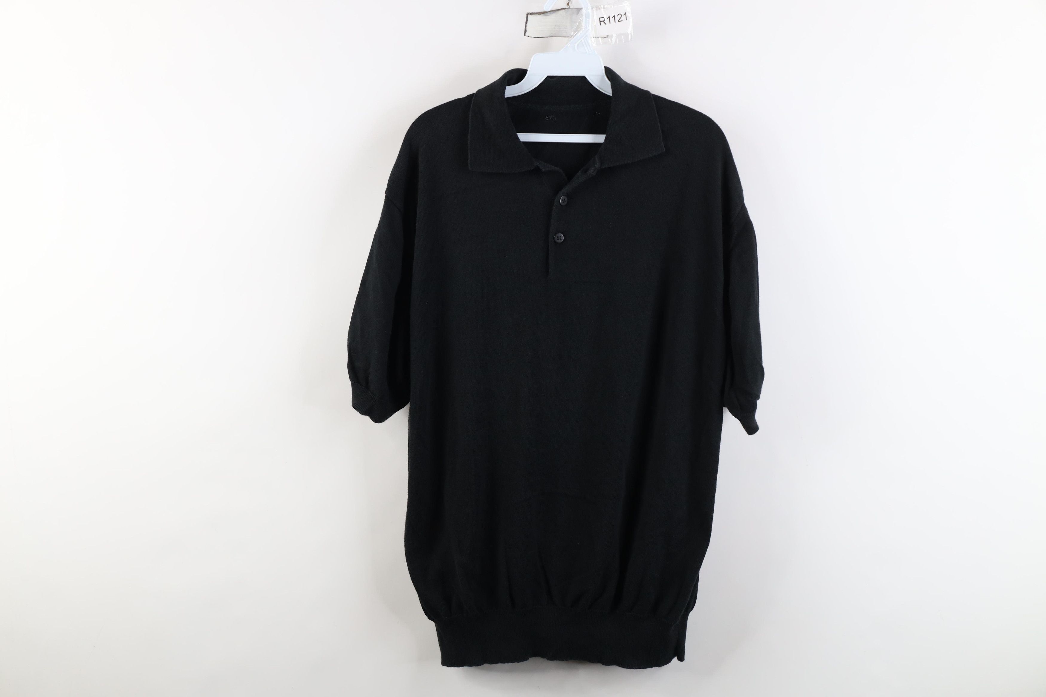 Vintage Vintage 90s Streetwear Knit Collared Pullover Polo Black Size US XL / EU 56 / 4 - 1 Thumbnail