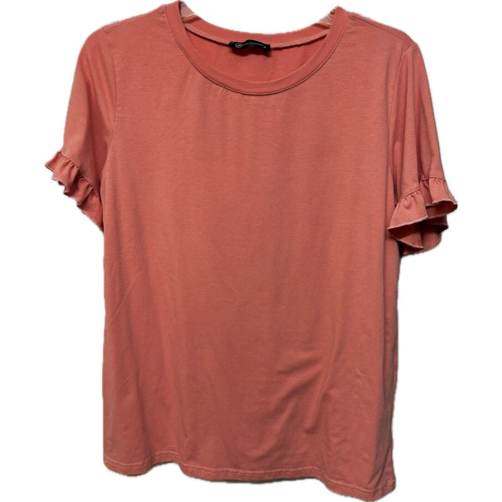 Other Women’s Coral /Pink Tee with Short Ruffle Trim Sleeves M Size M / US 6-8 / IT 42-44 - 1 Thumbnail