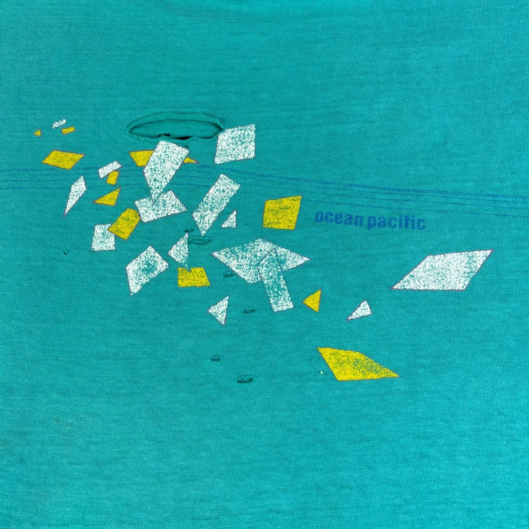 Ocean Pacific VINTAGE Ocean Pacific Graphic T Shirt Teal Turquoise Geo Print Men Size Lg 90s Size US L / EU 52-54 / 3 - 6 Thumbnail