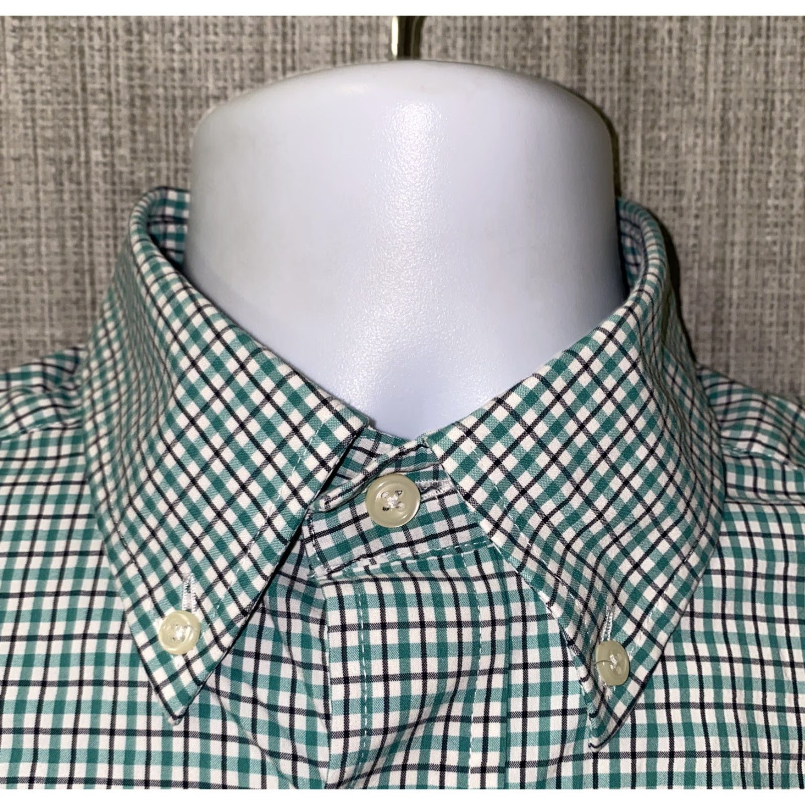 Footjoy FootJoy Mens Green Checkered Long Sleeve Nylon Shirt M Button-Up Collared Regular Size M Size US M / EU 48-50 / 2 - 3 Thumbnail