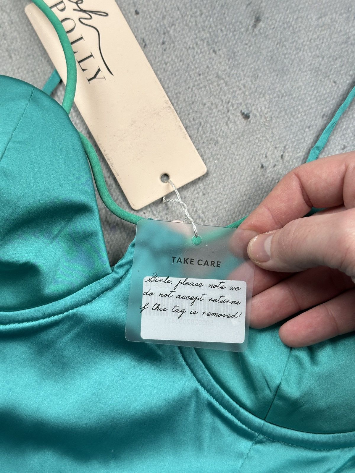 Other Oh Polly Turquoise Satin Bodycon Mini Dress With Bustier Top Size L / US 10 / IT 46 - 11 Thumbnail