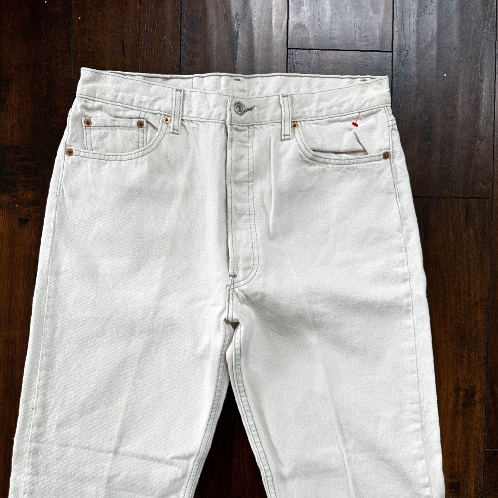 Levi's VINTAGE Levi's 501 Jeans Straight Men 36x32 White Denim Cotton Button Fly 90s USA Tag XX Act 32x31 Size US 36 / EU 52 - 2 Thumbnail