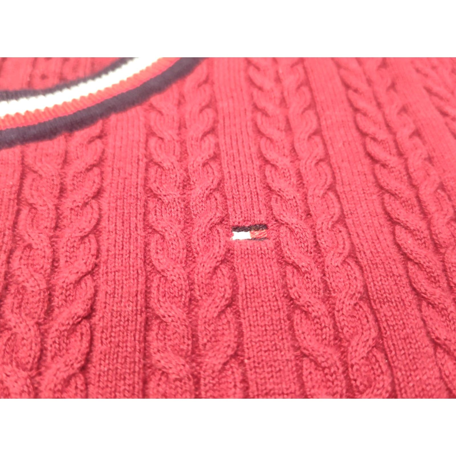 Tommy Hilfiger Tommy Hilfiger Sweater Size M Womens Red Cable Knit Pullover Long Sleeve Size M / US 6-8 / IT 42-44 - 5 Thumbnail