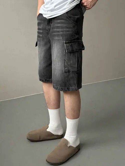 Jean Washed Y2k Shorts Jorts Cargo Denim Size US 32 / EU 48 - 4 Thumbnail