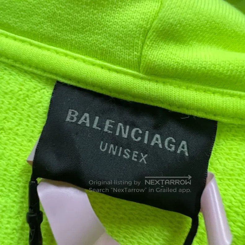 Balenciaga Balenciaga Neon Yellow Logo Printed Zip Hoodie Size US S / EU 44-46 / 1 - 6 Thumbnail