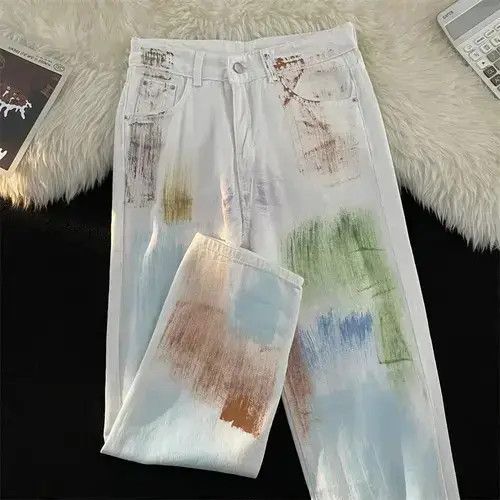 Jean Colorful Graffiti Straight Jeans Size US 32 / EU 48 - 2 Thumbnail