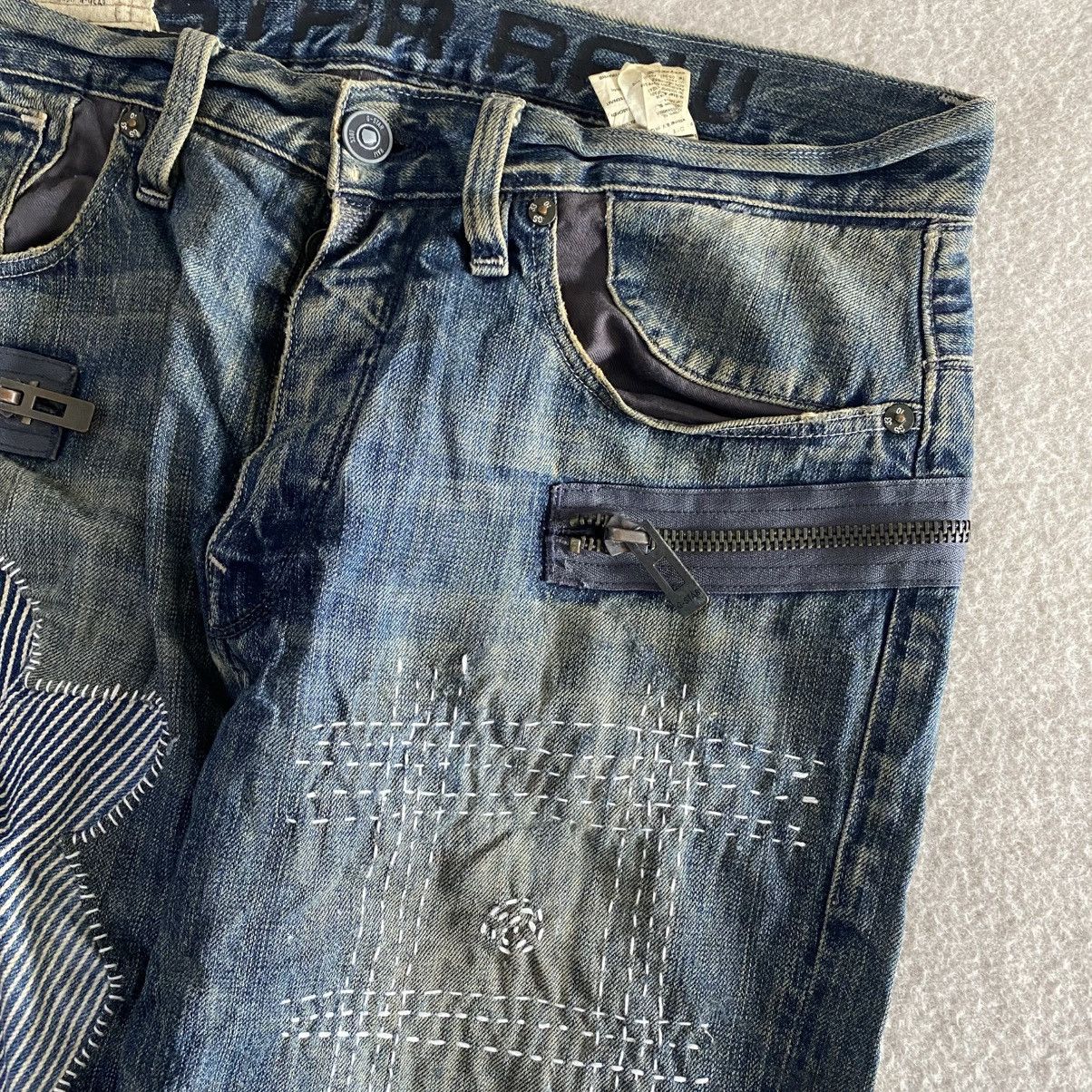 If Six Was Nine Gstar Raw Distressed Sashiko Repaired Denim w36 Size US 36 / EU 52 - 5 Thumbnail