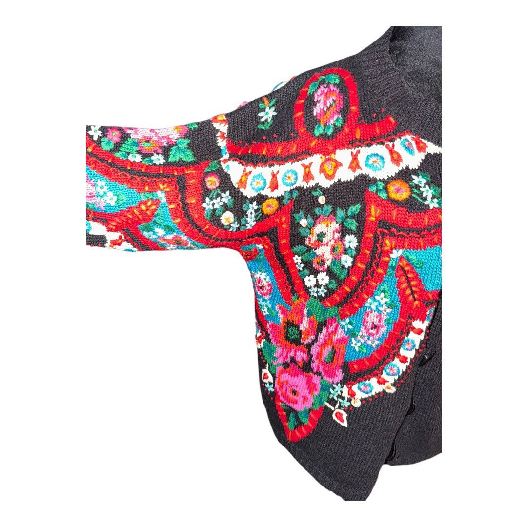 Vintage VTG 90s FULLY EMBROIDERED ART FLORAL SPRING CARDIGAN SIZE Size S / US 4 / IT 40 - 5 Thumbnail