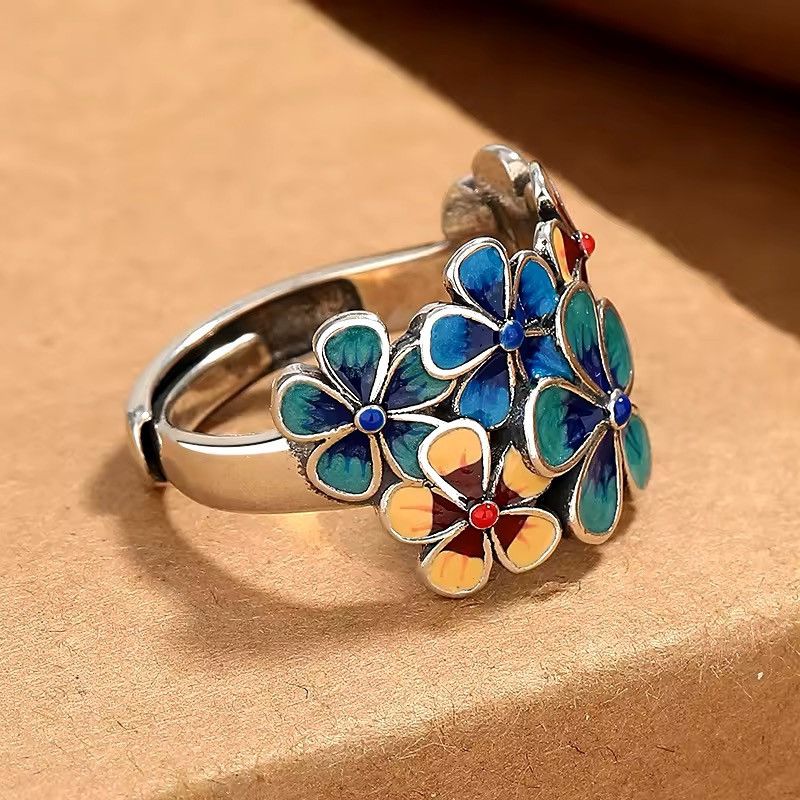 Japanese Brand × Jewelry × Vintage Creative Enamel Flowery Enamel Ring Size ONE SIZE - 2 Thumbnail