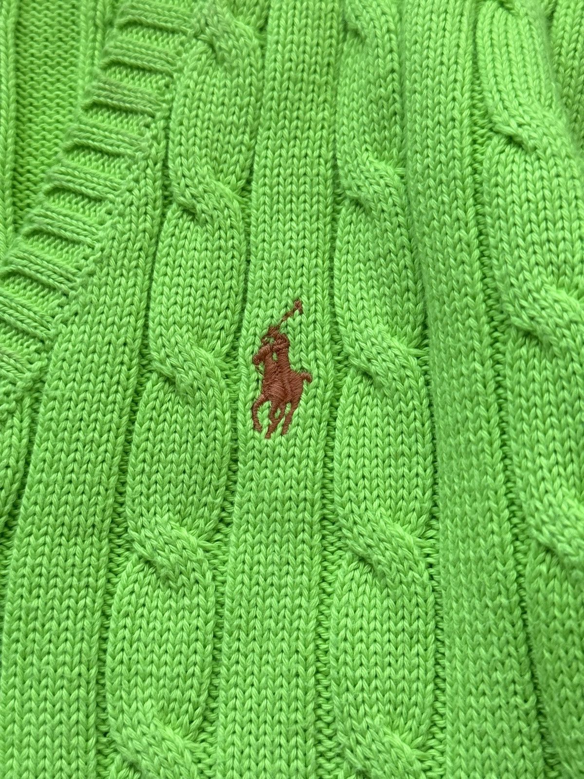 Designer × Polo Ralph Lauren Polo Ralph Lauren cable knit acid green sweater Size L / US 10 / IT 46 - 3 Thumbnail