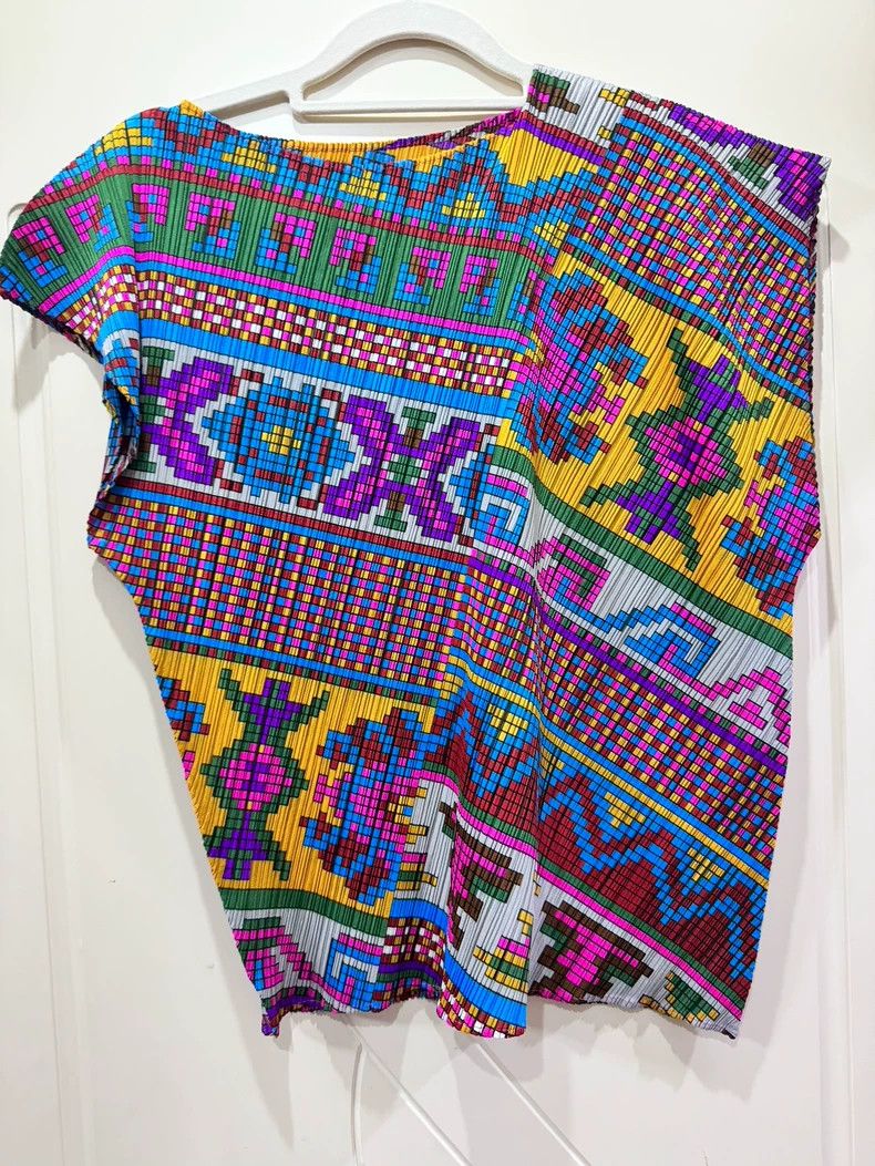 Issey Miyake Issey Miyake Mosaic short-sleeved top Size L / US 10 / IT 46 - 2 Thumbnail