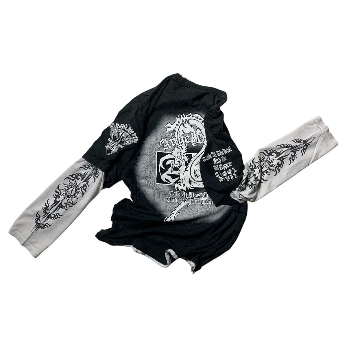 Japanese Brand 🕺Y2k Style Angel Devil Dragon Double Layerd Longsleeve Size US L / EU 52-54 / 3 - 12 Thumbnail