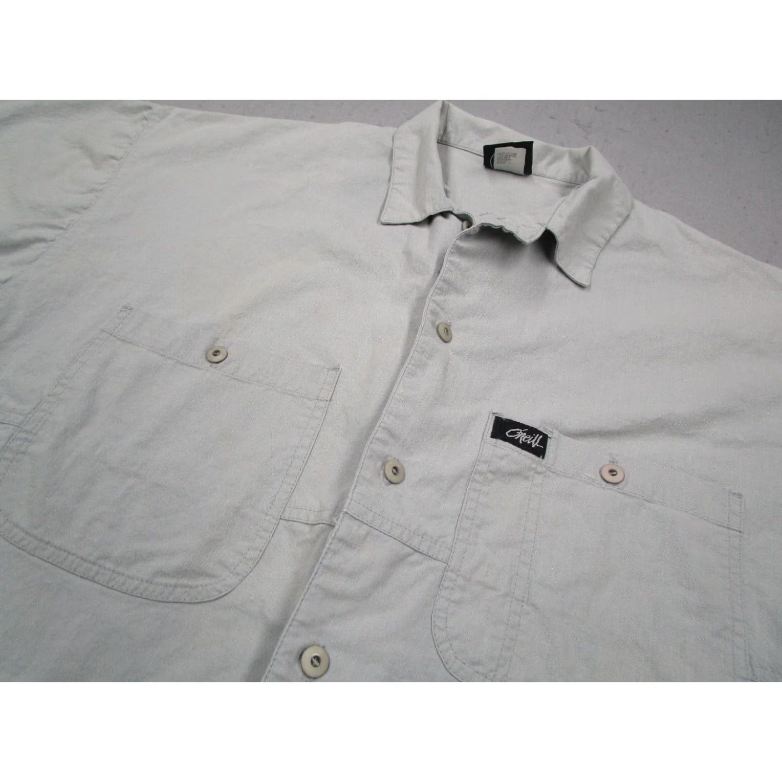 O'Neill O'Neill Vintage Gray Short Sleeve Button Up Shirt Mens Large Cotton Size US L / EU 52-54 / 3 - 2 Thumbnail