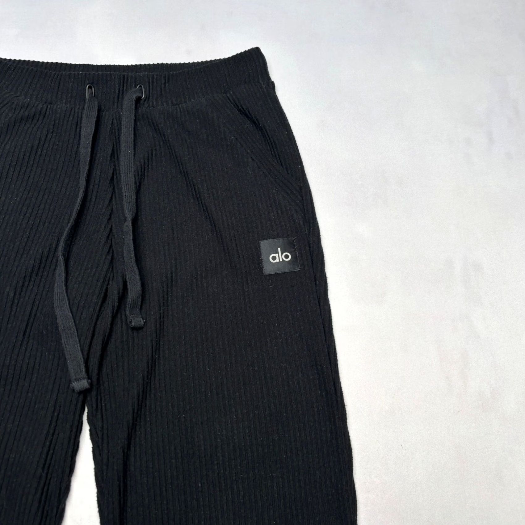 Alo ALO Yoga Muse Rib Knit Tapered Sweatpants Joggers Women’s Medium Lounge M Black Womens Size 32" / US 10 / IT 46 - 2 Thumbnail