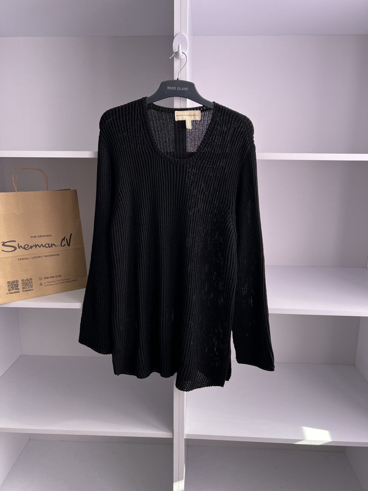 Designer × Vintage Vintage Maria Di Ripabianca Womens Ripped black Sweater Size XL / US 12-14 / IT 48-50 - 3 Thumbnail