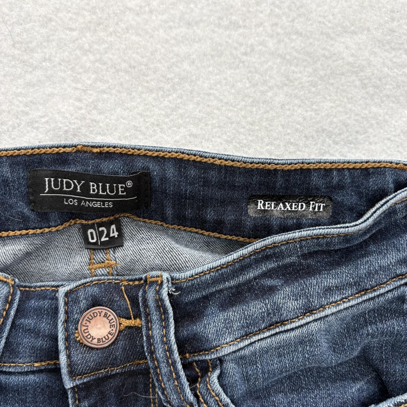 Denime Judy Blue Relaxed Fit Straight Jeans Womens 0/24 Blue Mid Rise Stretch Denim Size 42" / US 20 - 4 Thumbnail