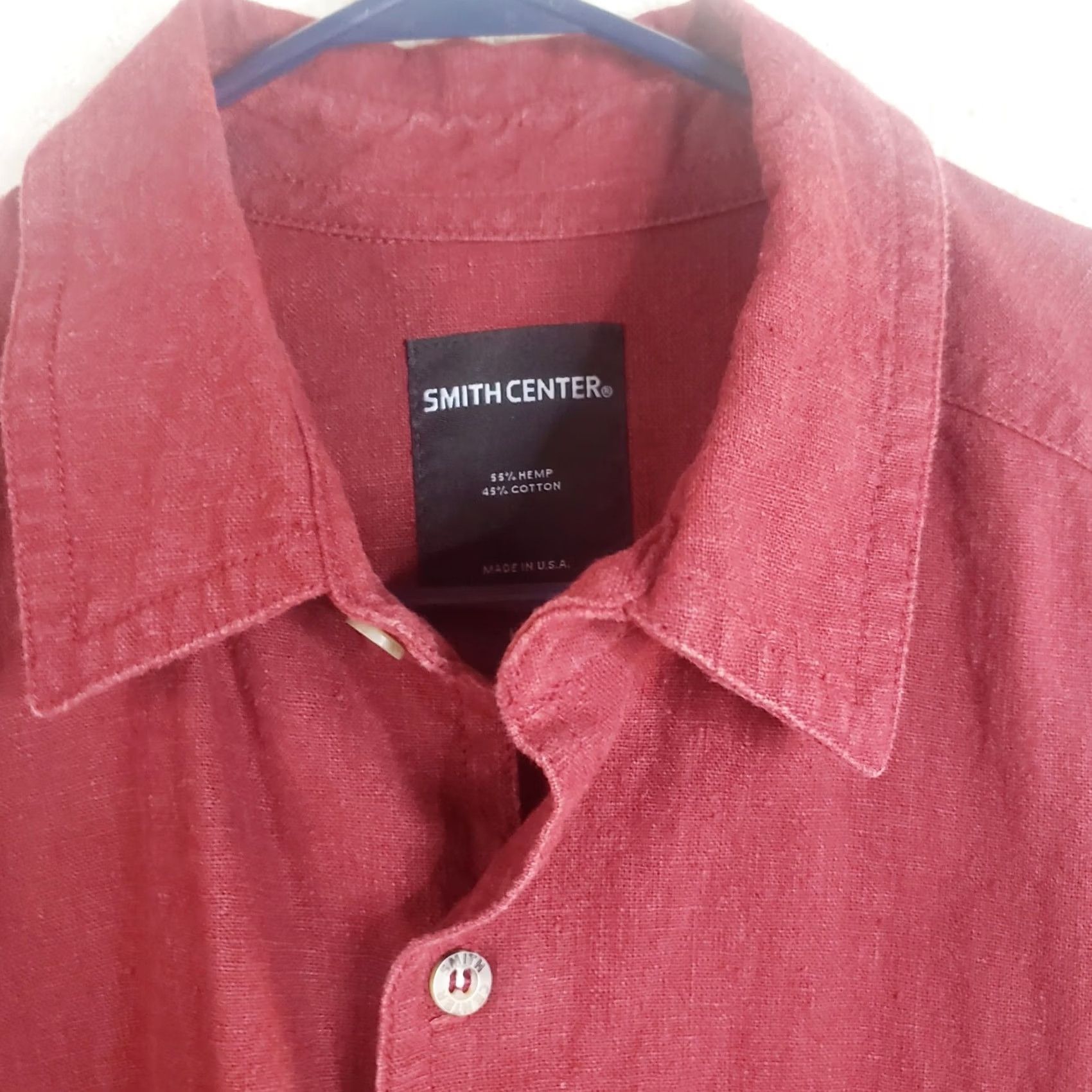 Vintage Smith Center Shirt Mens M Maroon Hemp Heavy USA Breathable Outdoor Natural Fiber Shirt Size US M / EU 48-50 / 2 - 5 Thumbnail