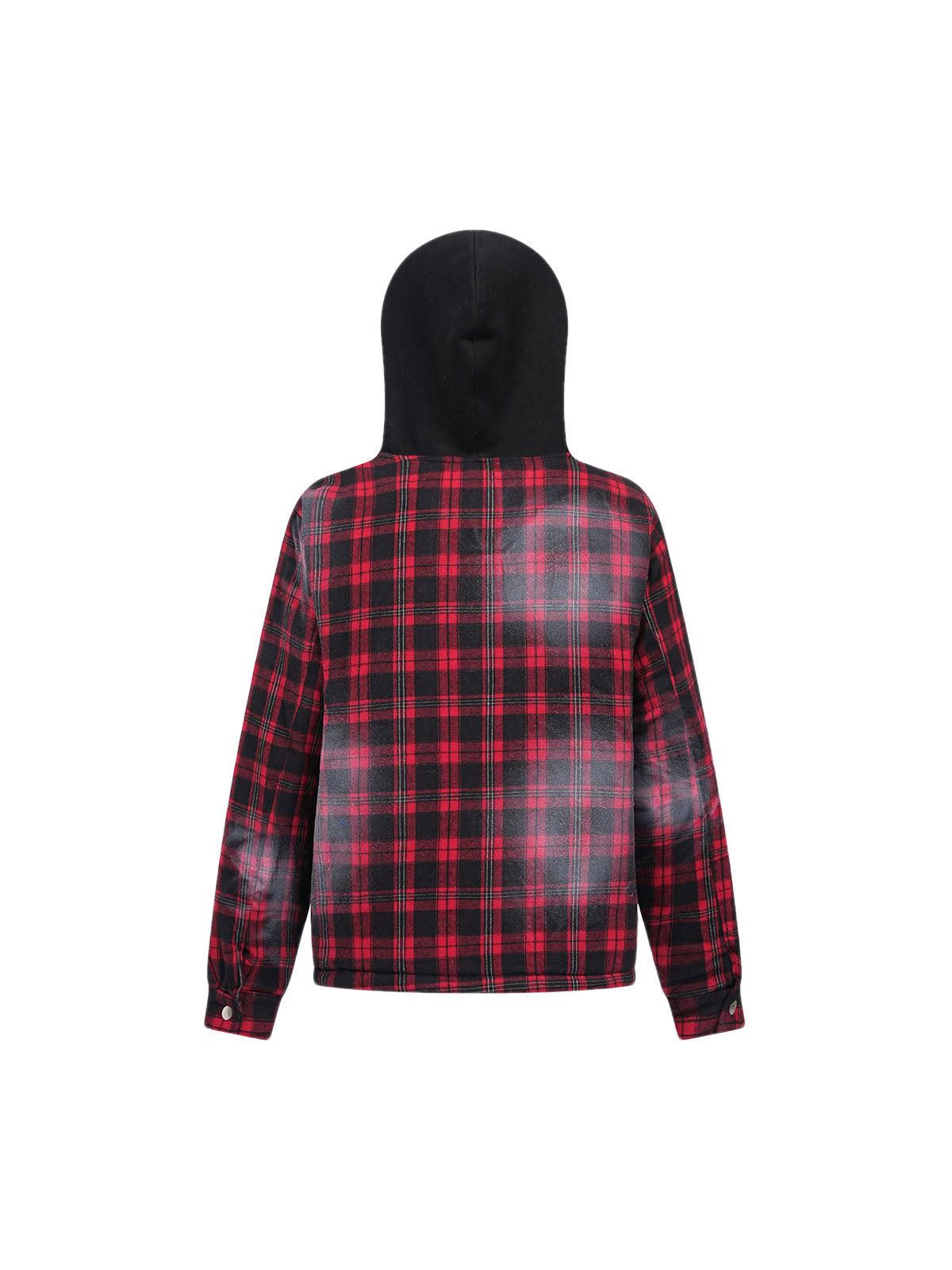 Japanese Brand Dark Plaid Hooded Quilted Jacket Size US M / EU 48-50 / 2 - 3 Thumbnail