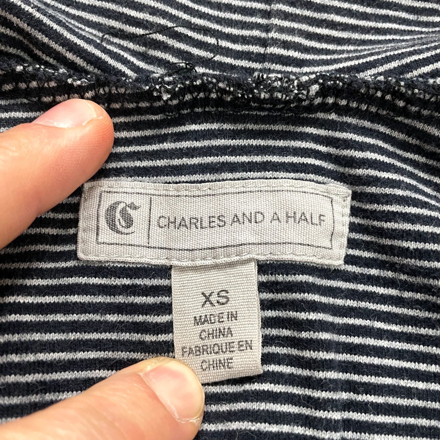Vintage VINTAGE Charles And A Half Hoodie Sweatshirt Women XS Black Striped Casual Fall Spring Winter 100% Cotton Size XS / US 0-2 / IT 36-38 - 3 Thumbnail