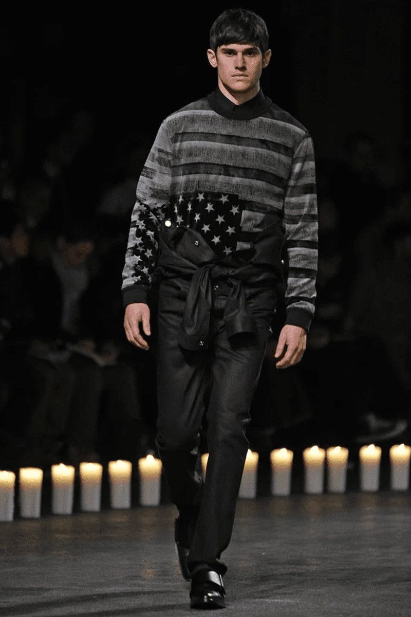 Givenchy FW2013 Givenchy Black & Grey Striped Star Crewneck Sweater Size US L / EU 52-54 / 3 - 2 Thumbnail
