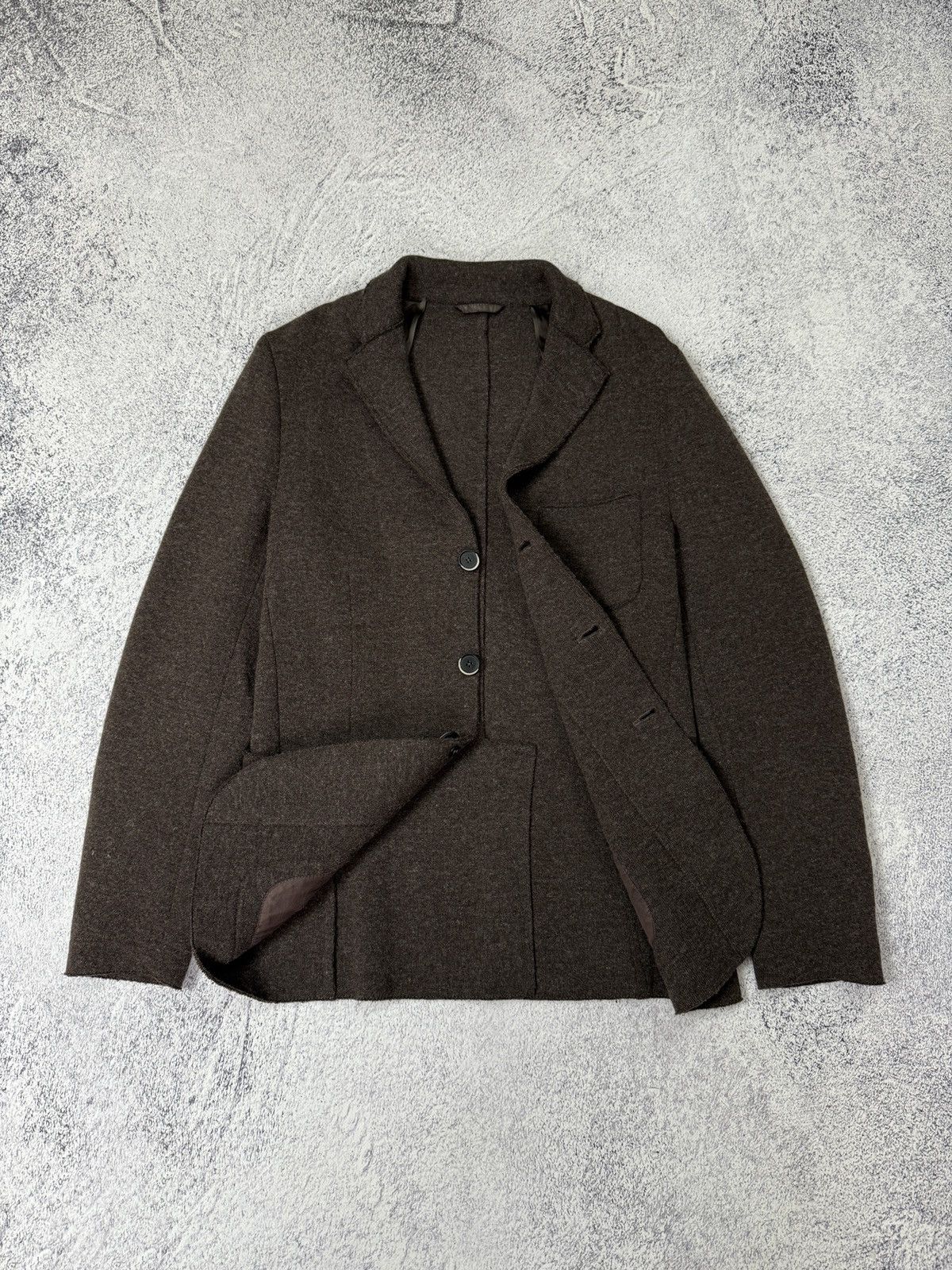 Barena Venezia Barena Venezia Unstructured Wool Knit Jacket Blazer Brown Size 48R - 6 Thumbnail