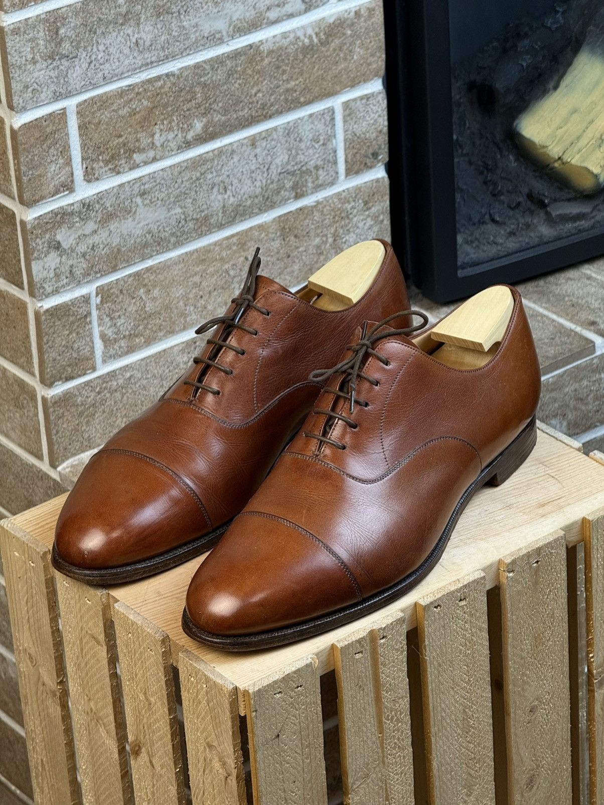 Edward Green Edward Green Chelsea Brown Oxford Leather Shoes UK10 US11 Size US 11 / EU 44 - 2 Thumbnail