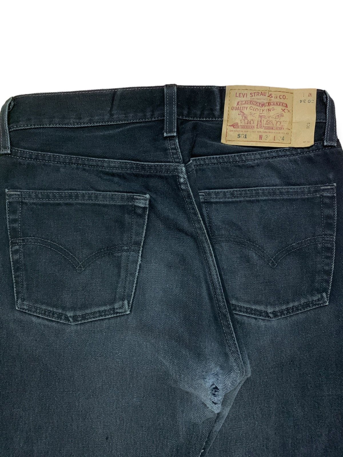 Levi's × Levi's Vintage Clothing Vintage 90s Levis 501 Distressed Black Loose Jeans 29x29 Size US 29 - 7 Thumbnail