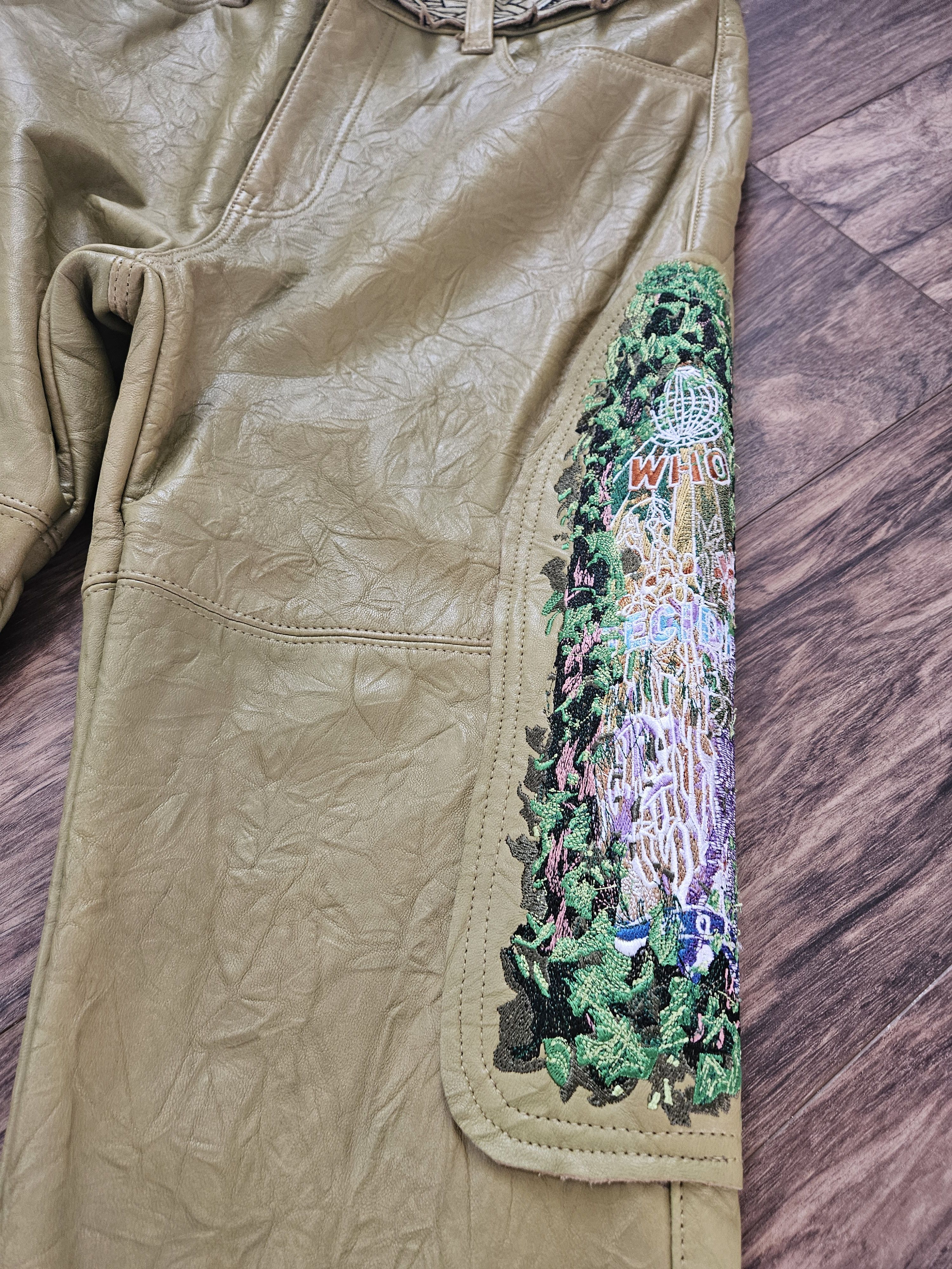 Who Decides War Who Decides War Garden Glass Thorned Tan Leather Pants Size US 34 / EU 50 - 6 Thumbnail