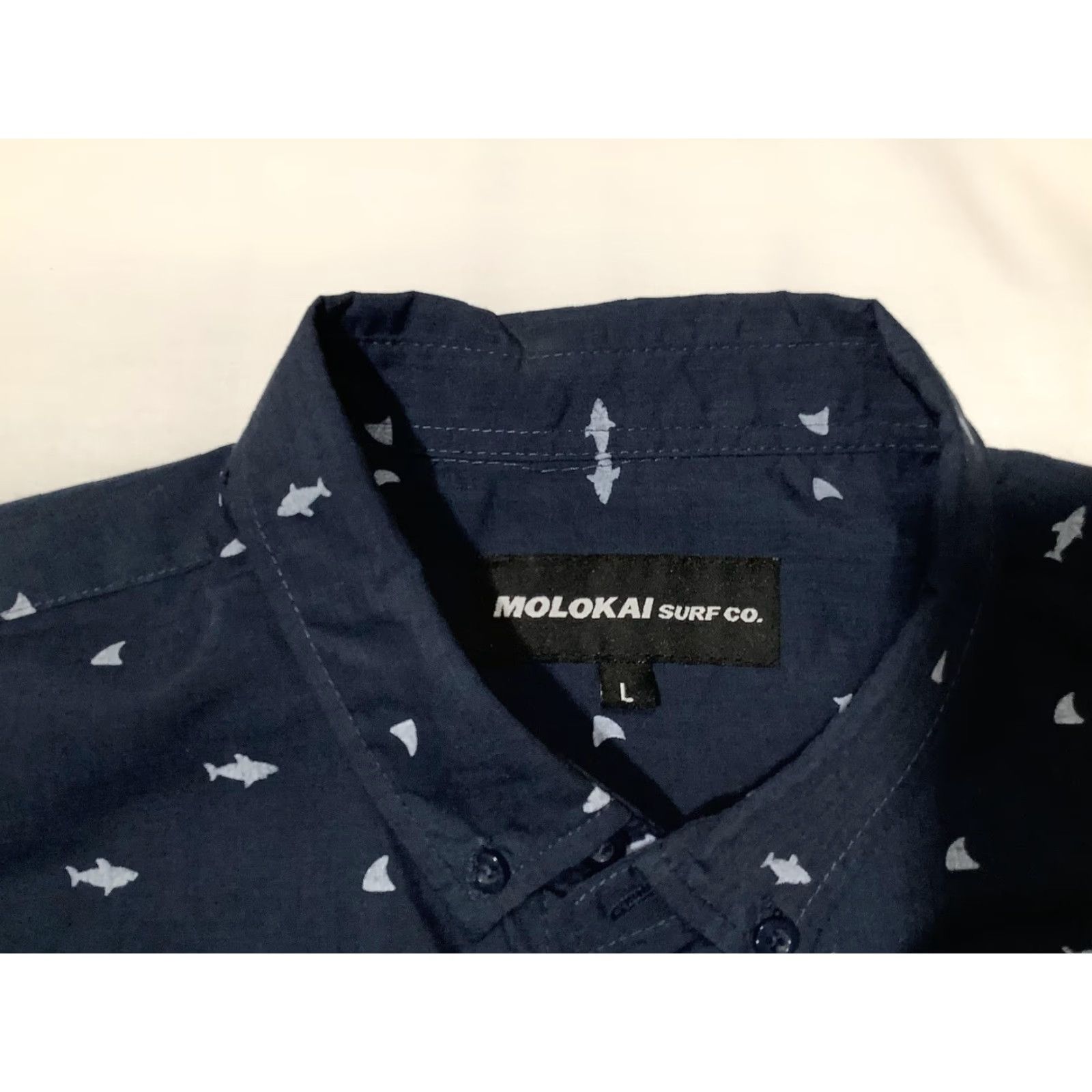 CO Molokai Surf Co Shirt Mens L Blue Shark Print Short Sleeve Button Front Size US L / EU 52-54 / 3 - 5 Thumbnail