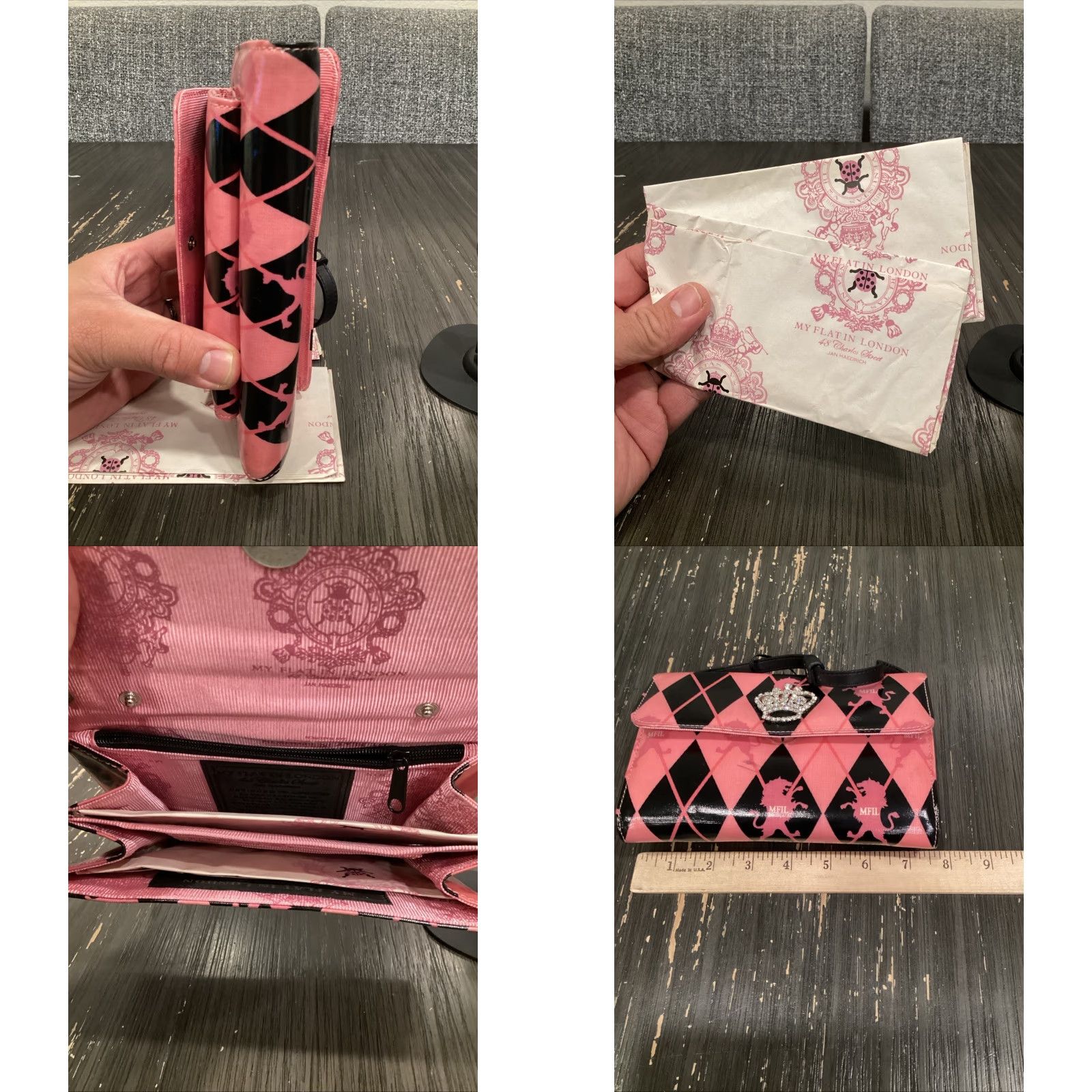 Vintage VINTAGE My Flat In London Jan Haedrich Medium Bag Pink Purse Quilted Canvas Adult Unisex 7.5 4 inches Everyday Size ONE SIZE - 8 Thumbnail