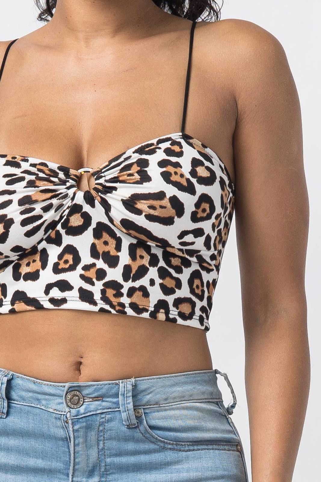 Other Animal Print Leopard Sleeveless O Ring Crop Top Julia Size S / US 4 / IT 40 - 1 Thumbnail