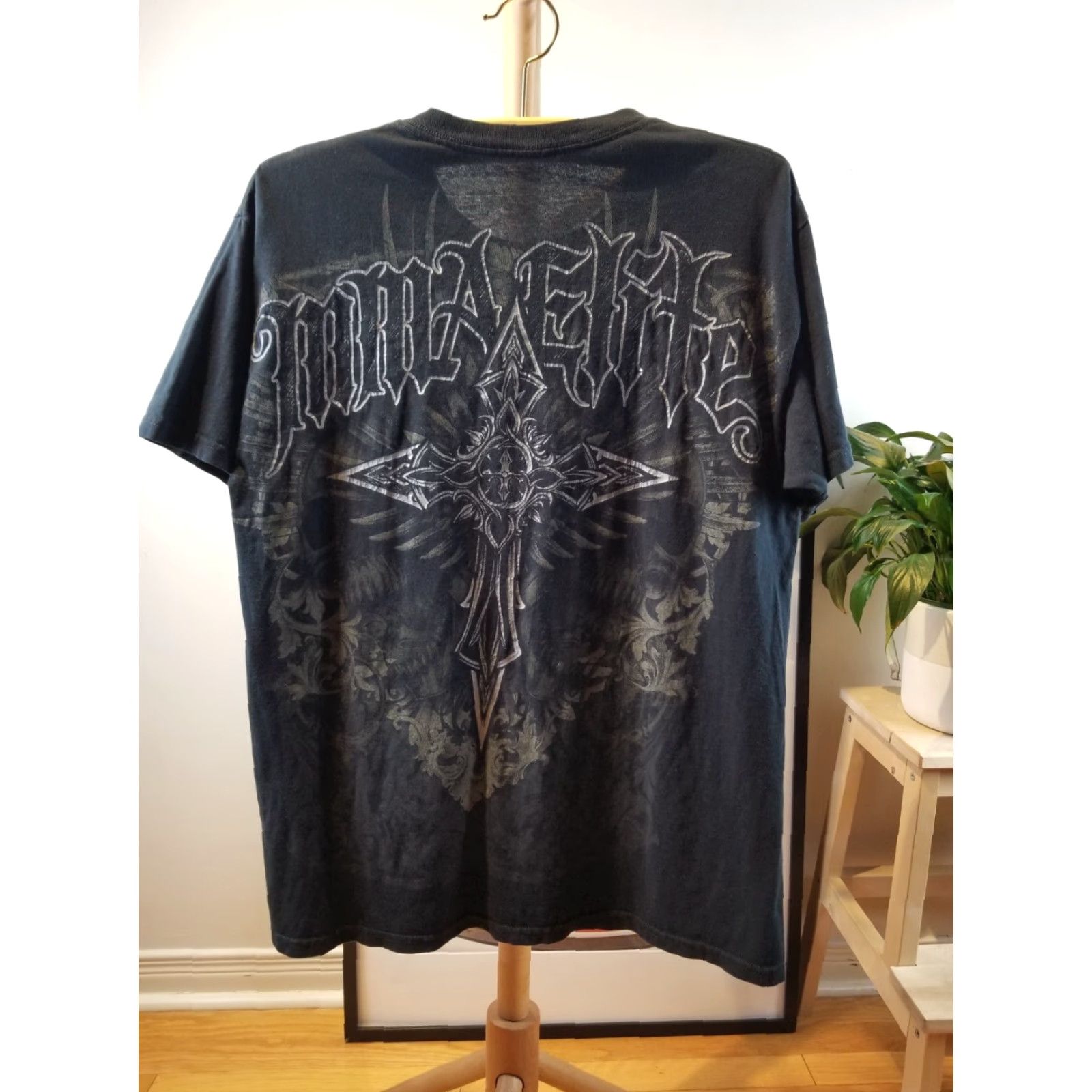 Vintage VINTAGE MMA ELITE CROSS WINGS GRUNGE MEN'S T-SHIRT SZ LARGE - BLACK, CAMOUFLAGE, SHORT SLEEVE, ROUND NECK, USA THEME, REGULAR FIT, MEN, T-Shirt Size US L / EU 52-54 / 3 - 3 Thumbnail