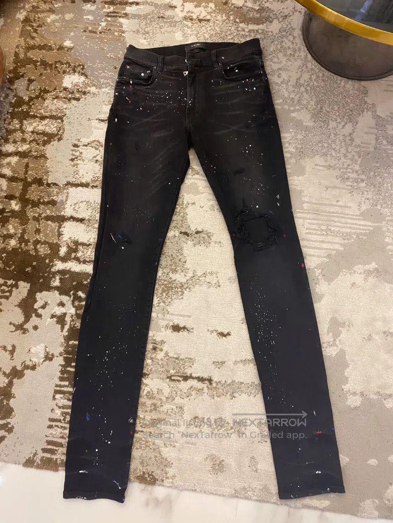 Amiri Amiri Classic Seasonal Splattered Colorful Single Destroye Size US 31 - 1 Thumbnail