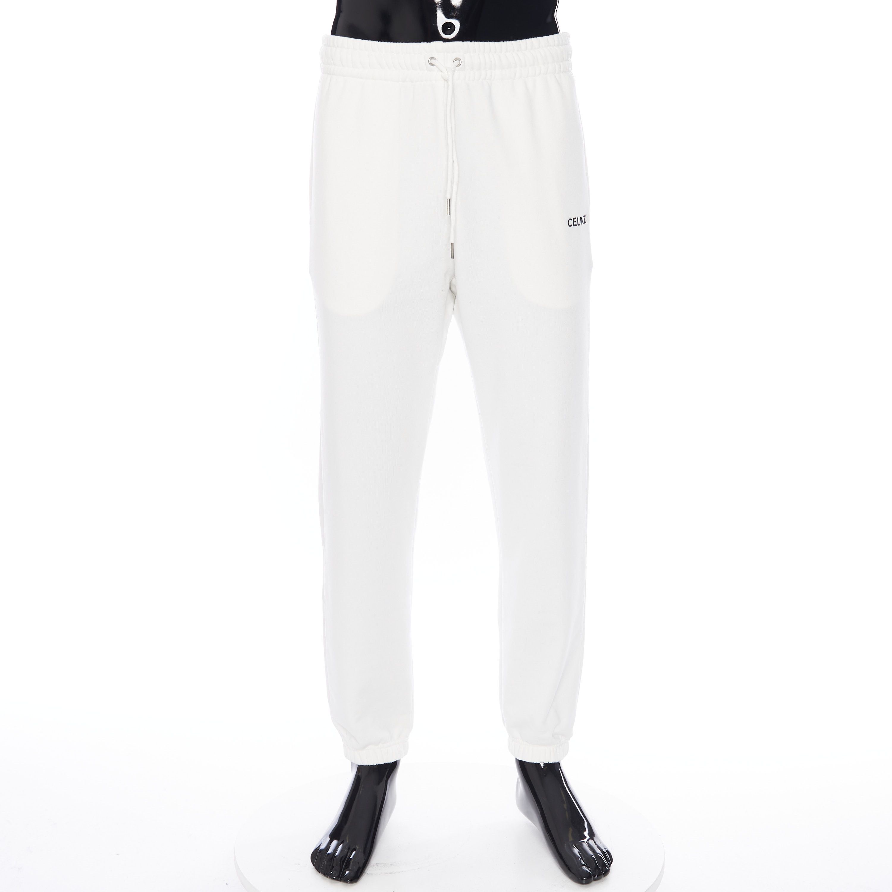 image of Loose Track Pants With Celine Embroidery Size L in White, Men's