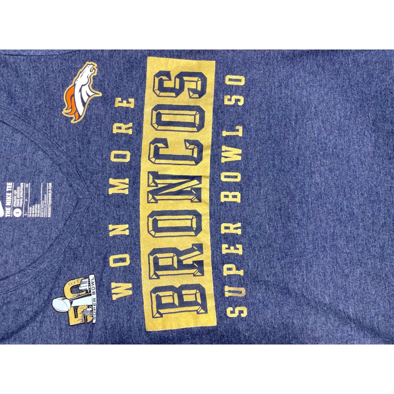 Nike Nike Tee Shirt Womens Small S Blue Denver Broncos Super Bowl 50 Football V-Neck Activewear Shirt Size S / US 4 / IT 40 - 2 Thumbnail