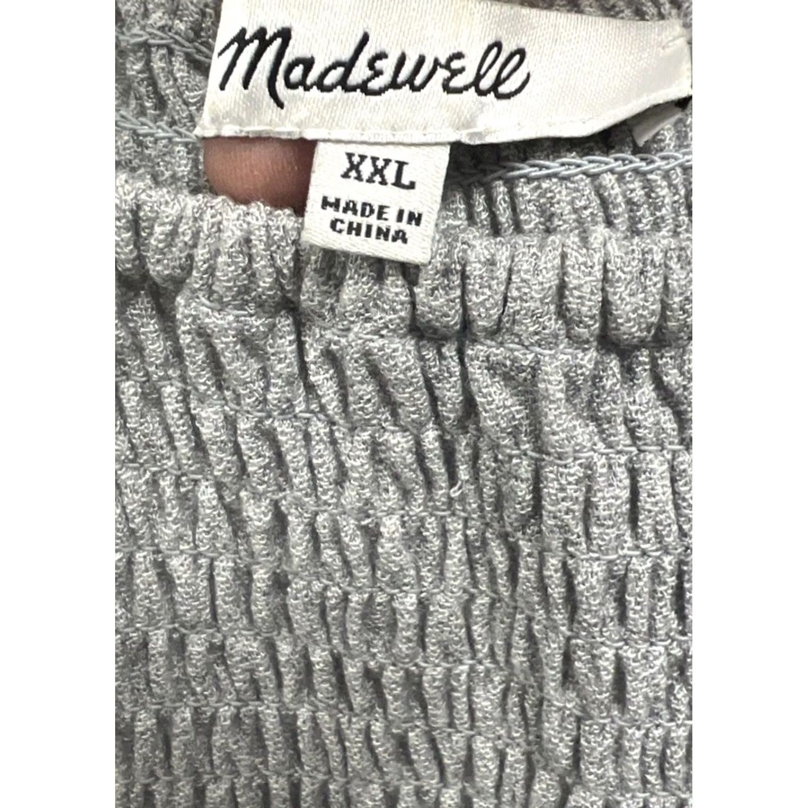 Madewell Madewell Women’s XXL Gray Smocked Midi Dress Puff Sleeve Prairie Cottagecore Size XXL / US 16-18 / IT 52-54 - 6 Thumbnail