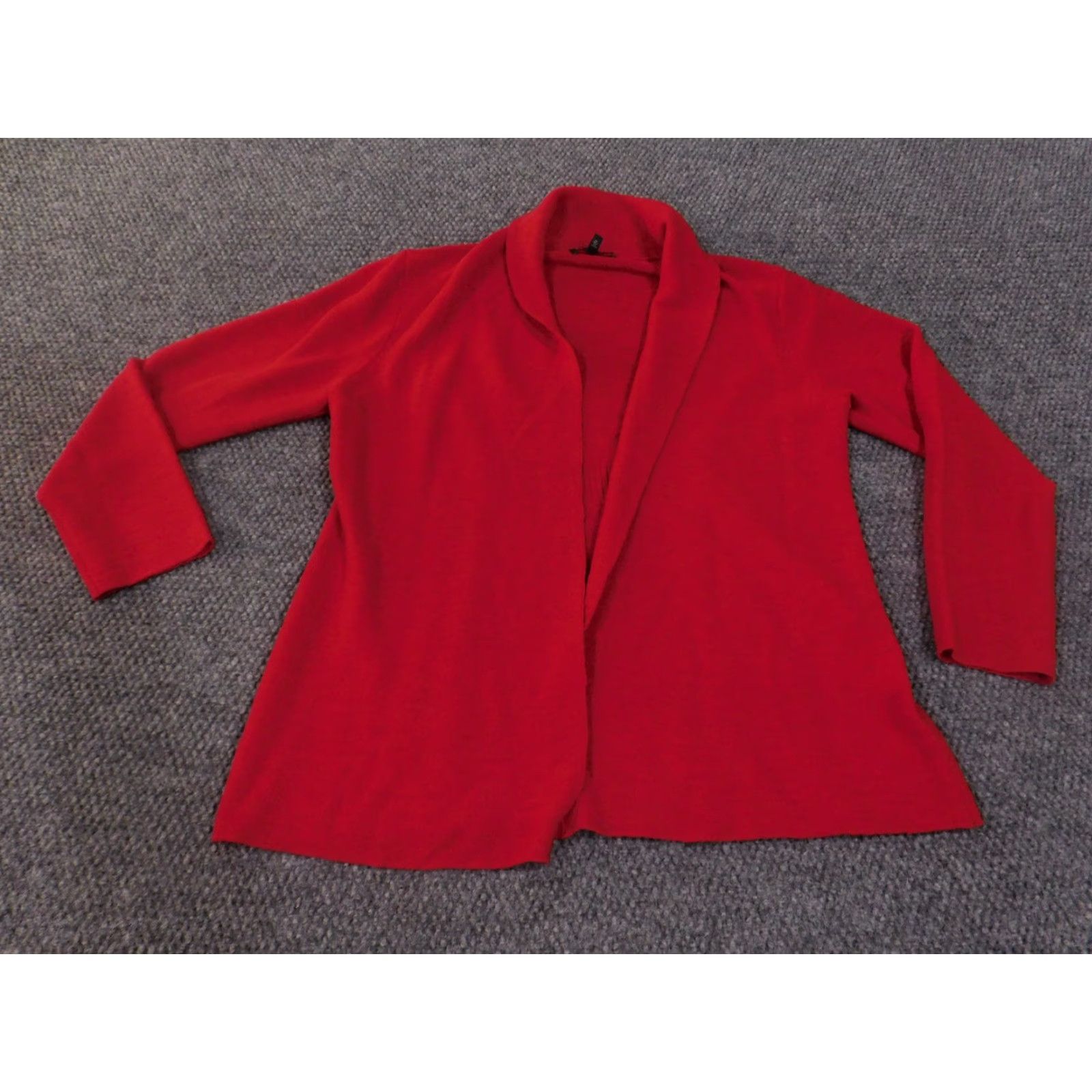 Eileen Fisher VINTAGE? No. Eileen Fisher Sweater Cardigan Wool Open Front Lightweight Red Petite Large Bell Sleeve Womens Size L / US 10 / IT 46 - 2 Thumbnail