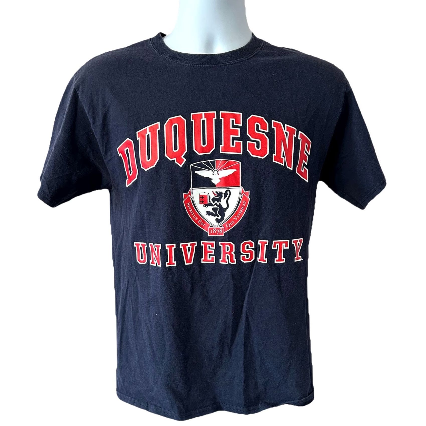 Champion VINTAGE? No — Duquesne Champion Shirt Men M Navy Blue Short Sleeve Crew Neck Shirt Size US M / EU 48-50 / 2 - 2 Thumbnail