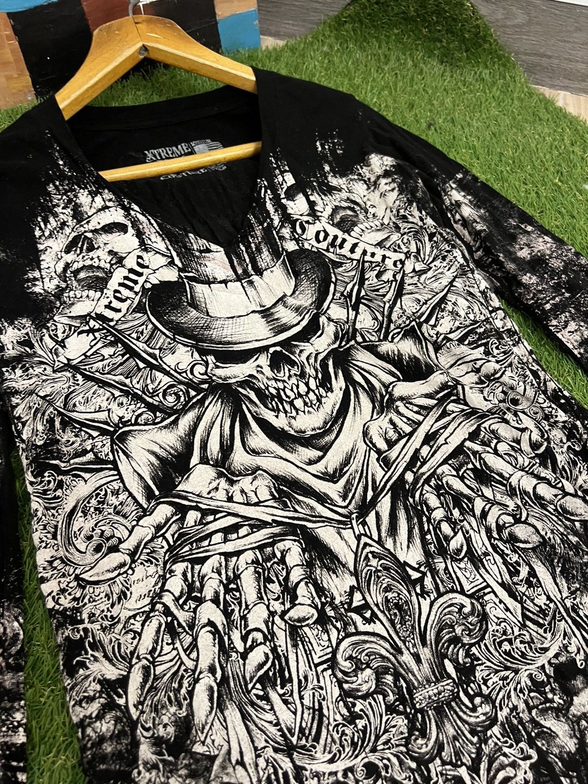 Affliction × Ed Hardy × Tapout Rare Wings Cross Thermal Longsleeve Y2K Affliction Style Size M / US 6-8 / IT 42-44 - 5 Thumbnail