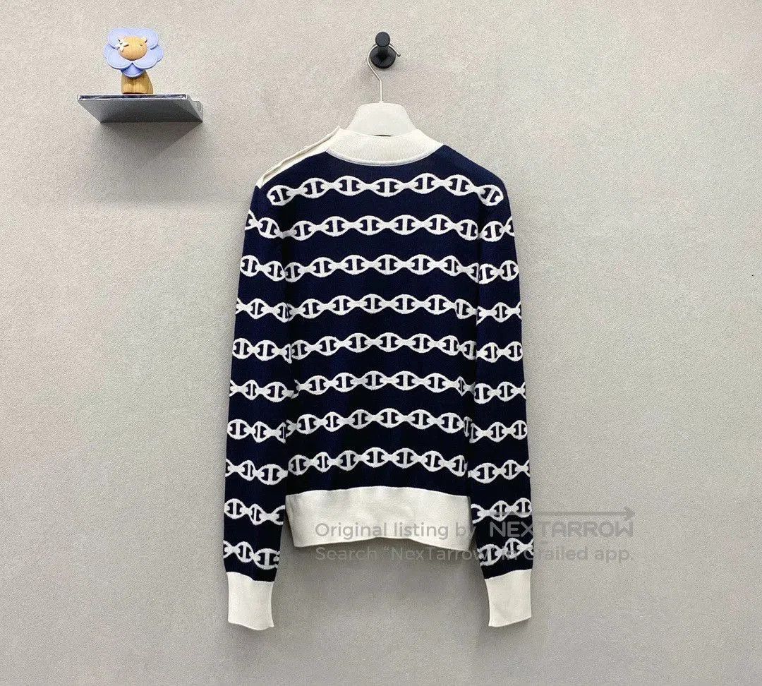 Hermes Hermes Blue Black Intarsia Crewneck Sweater. Size US S / EU 44-46 / 1 - 3 Thumbnail