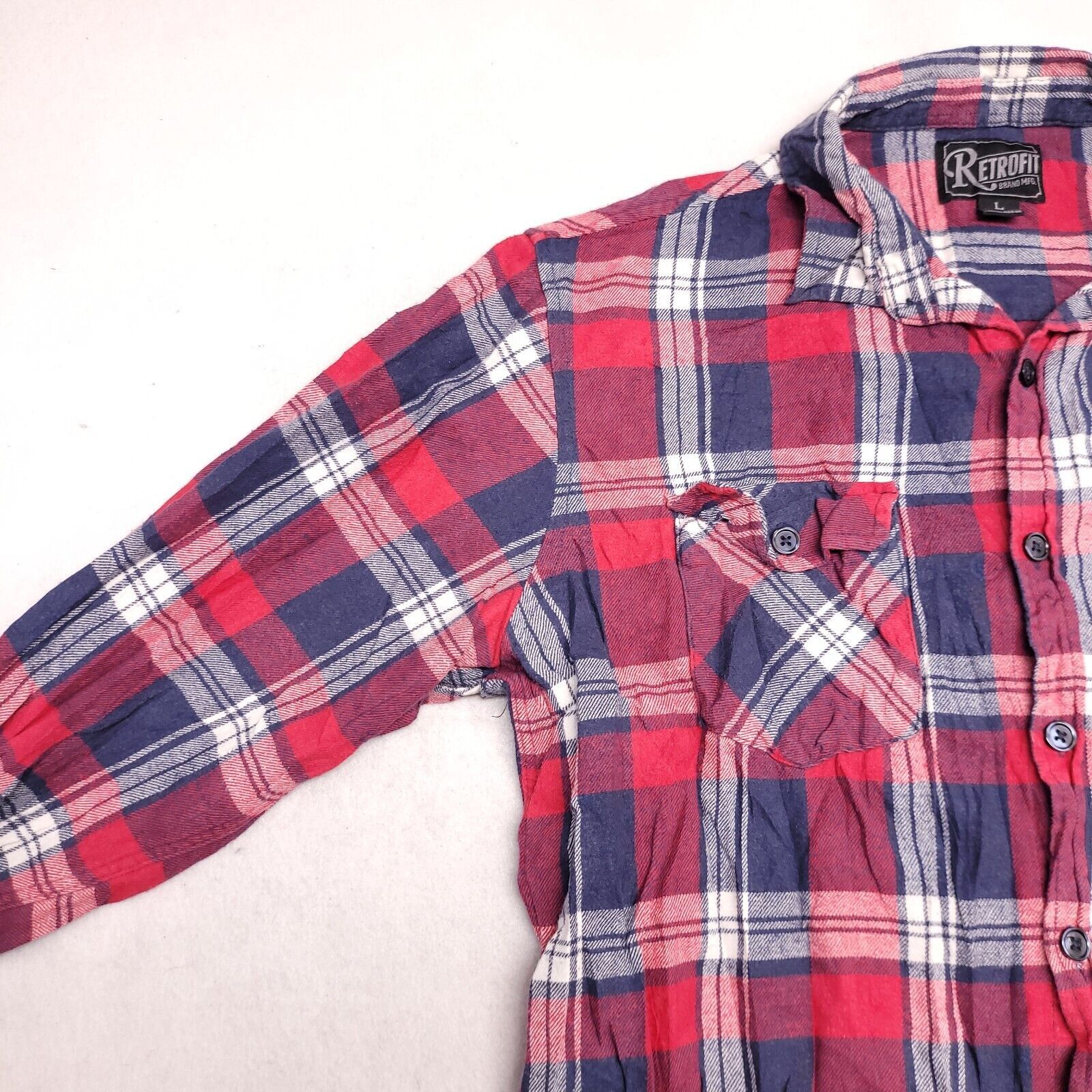 Retrofit Retrofit Madras Flannel Shirt Mens Size Large L Red Blue Size US L / EU 52-54 / 3 - 4 Thumbnail