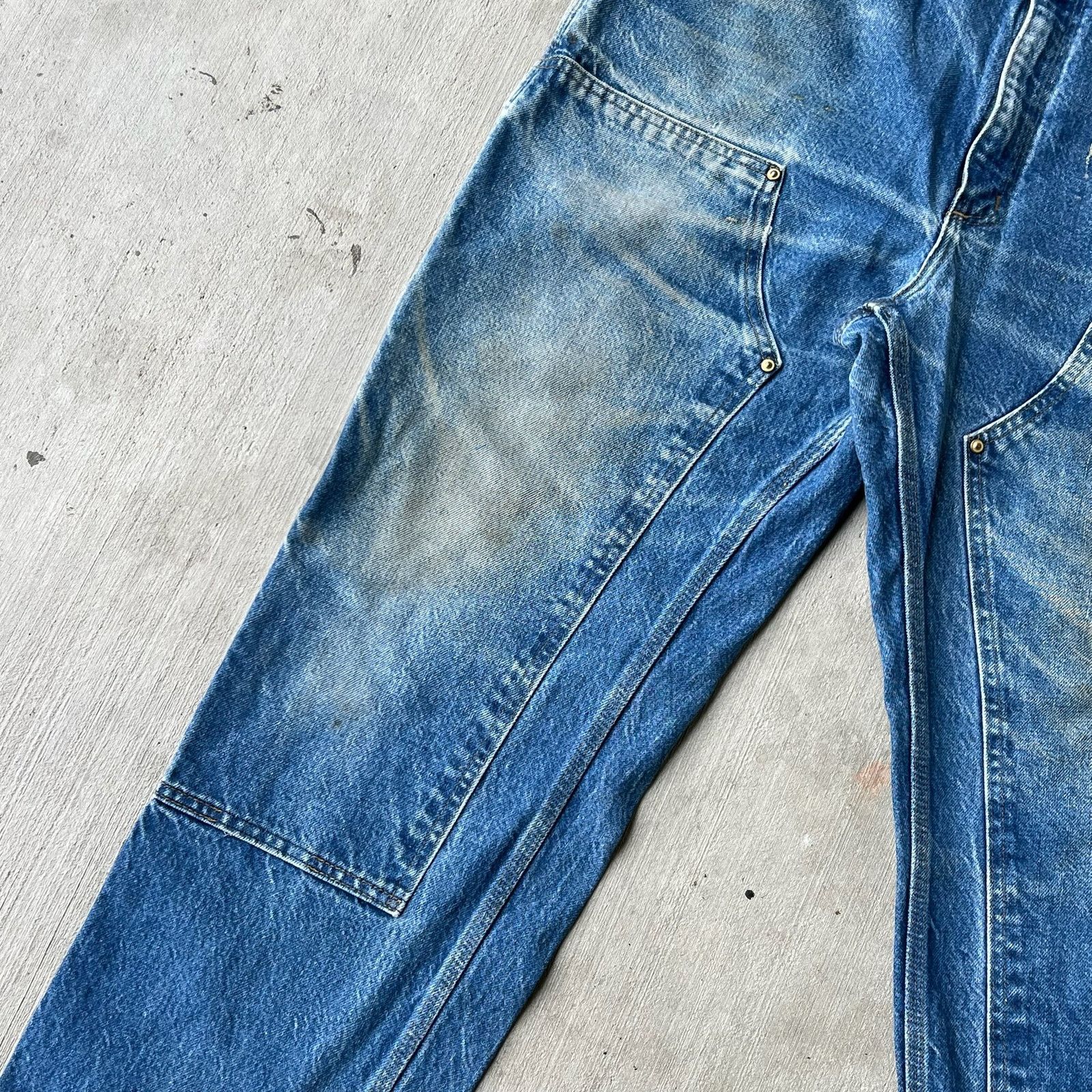 Carhartt × Vintage Carhartt faded denim blue jean double knee work wear pants Size US 35 - 9 Thumbnail
