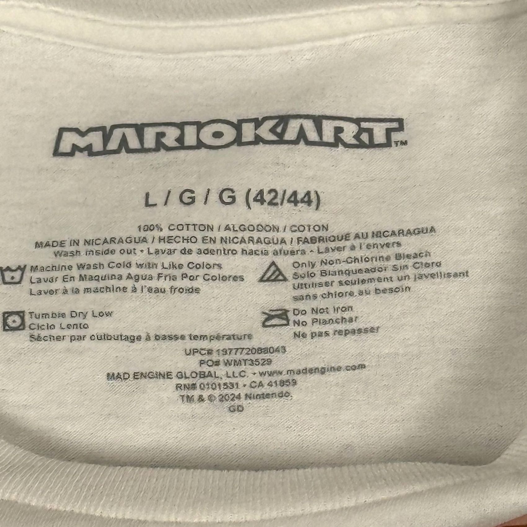 Nintendo VINTAGE Super Mario Kart Shirt Mens Large White Team Driver Graphic Video Game Nintendo Size US L / EU 52-54 / 3 - 4 Thumbnail