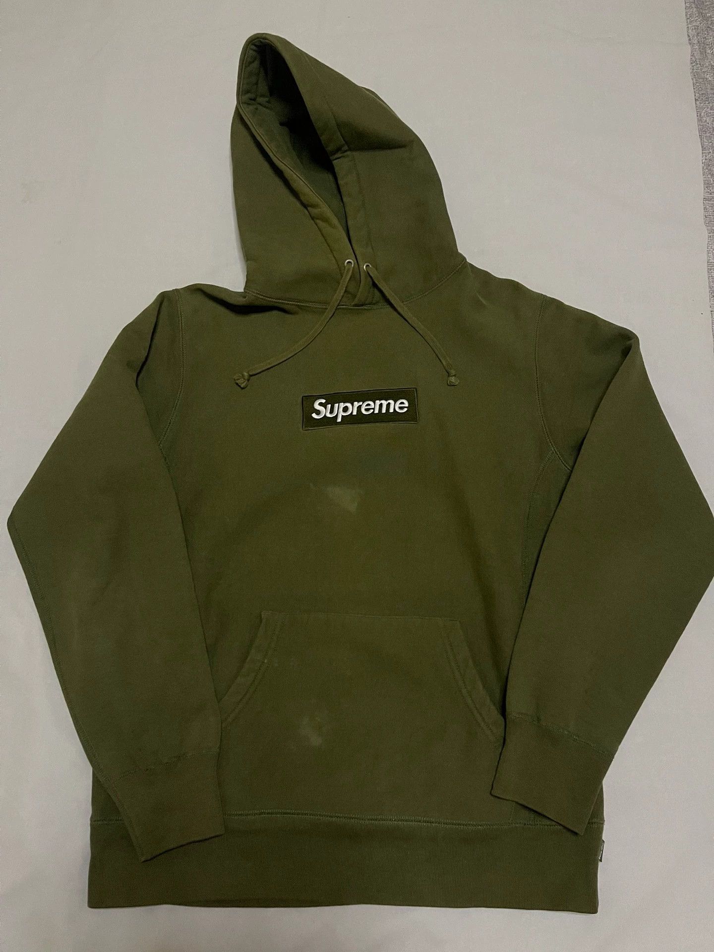 Supreme Supreme FW11 Olive Box Logo Hoodie (2 Fading) 2nd Size US M / EU 48-50 / 2 - 1 Thumbnail