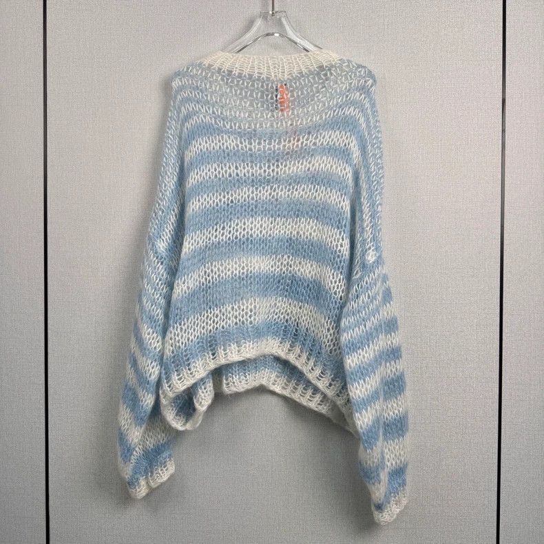 Loewe LOEWE Blue and white striped mohair sweater Size S / US 4 / IT 40 - 2 Thumbnail
