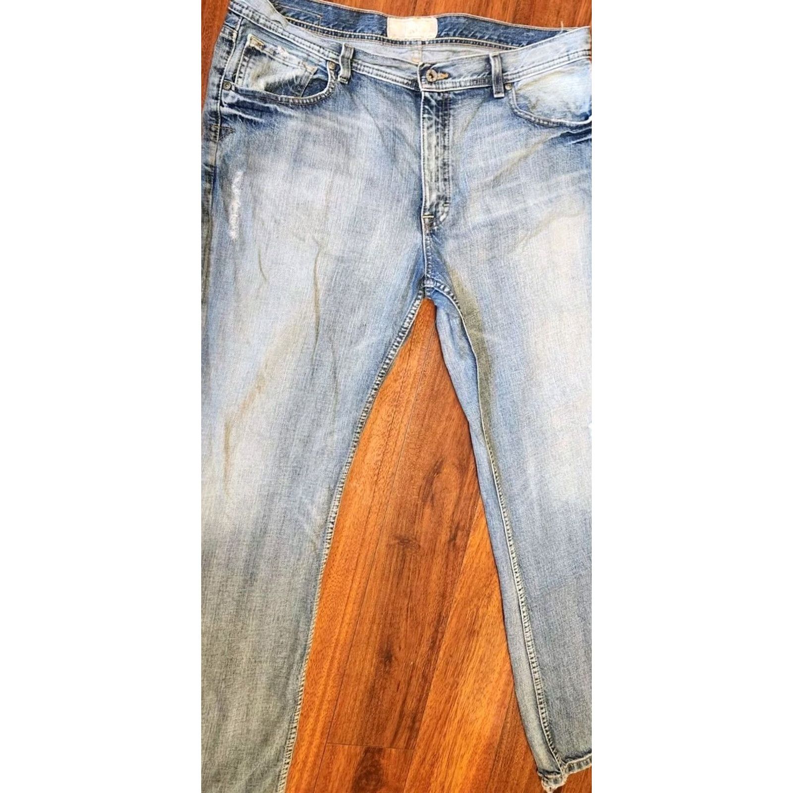 Vintage BKE Tyler Straight Leg Jeans Men's 38x32 Denim Blue Buckle 100% Cotton Distressed Mid Rise 5-Pocket Relaxed Regular Width Jeans Mens Size US 38 / EU 54 - 3 Thumbnail
