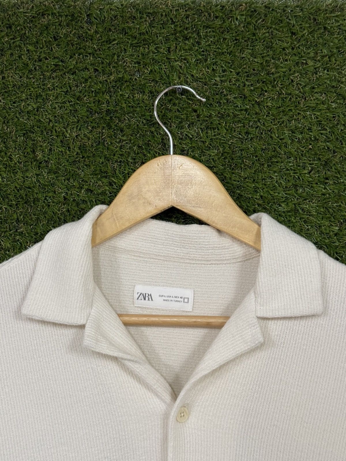 Zara Zara White Terry Camp Collar Button Shirt Large Size US L / EU 52-54 / 3 - 3 Thumbnail