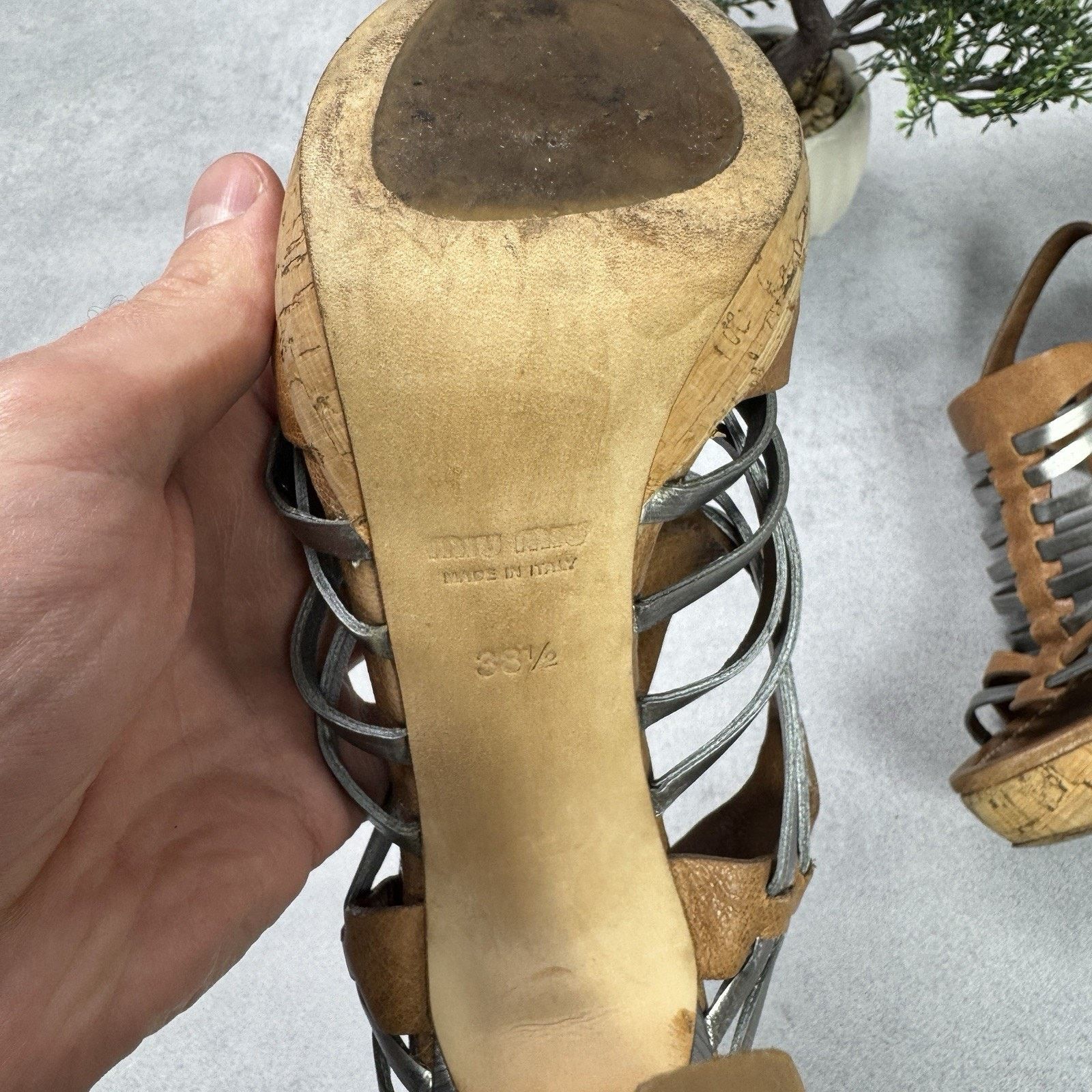 Miu Miu Miu Miu Platform Strappy Brown/ Silver Heels Sandals Size US 8.5 / IT 38.5 - 17 Thumbnail