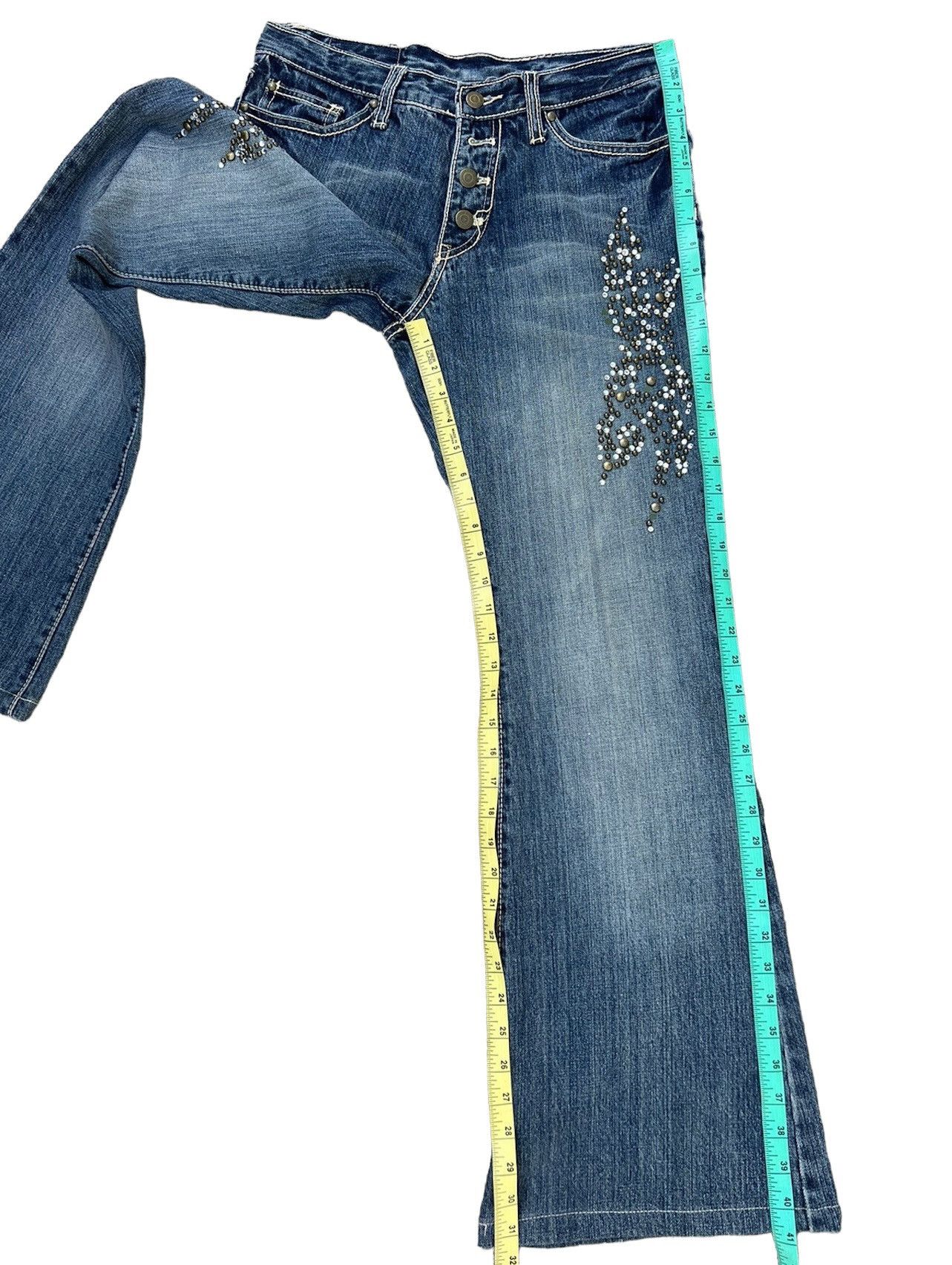 Tornado Mart Vintage Tornado Mart Japan Beaded Denim Super Flare Jeans Size US 30 / EU 46 - 5 Thumbnail
